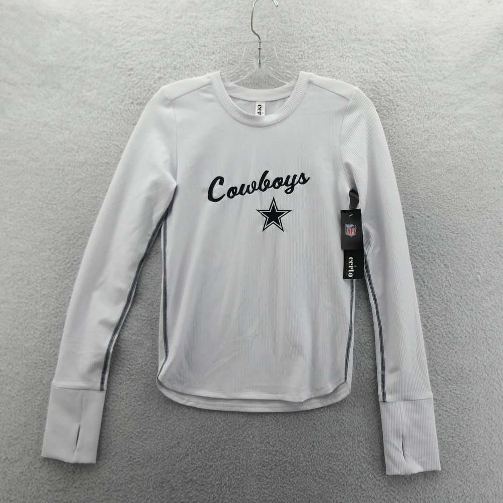 Certo Shirt Women Small Dallas Cowboys White Ribbed‎ Long Sleeve Thumbhole NFL